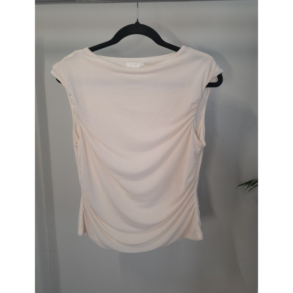 H&M Cream Ruched Blouse – Size M – Fall Minimal Chic Essential